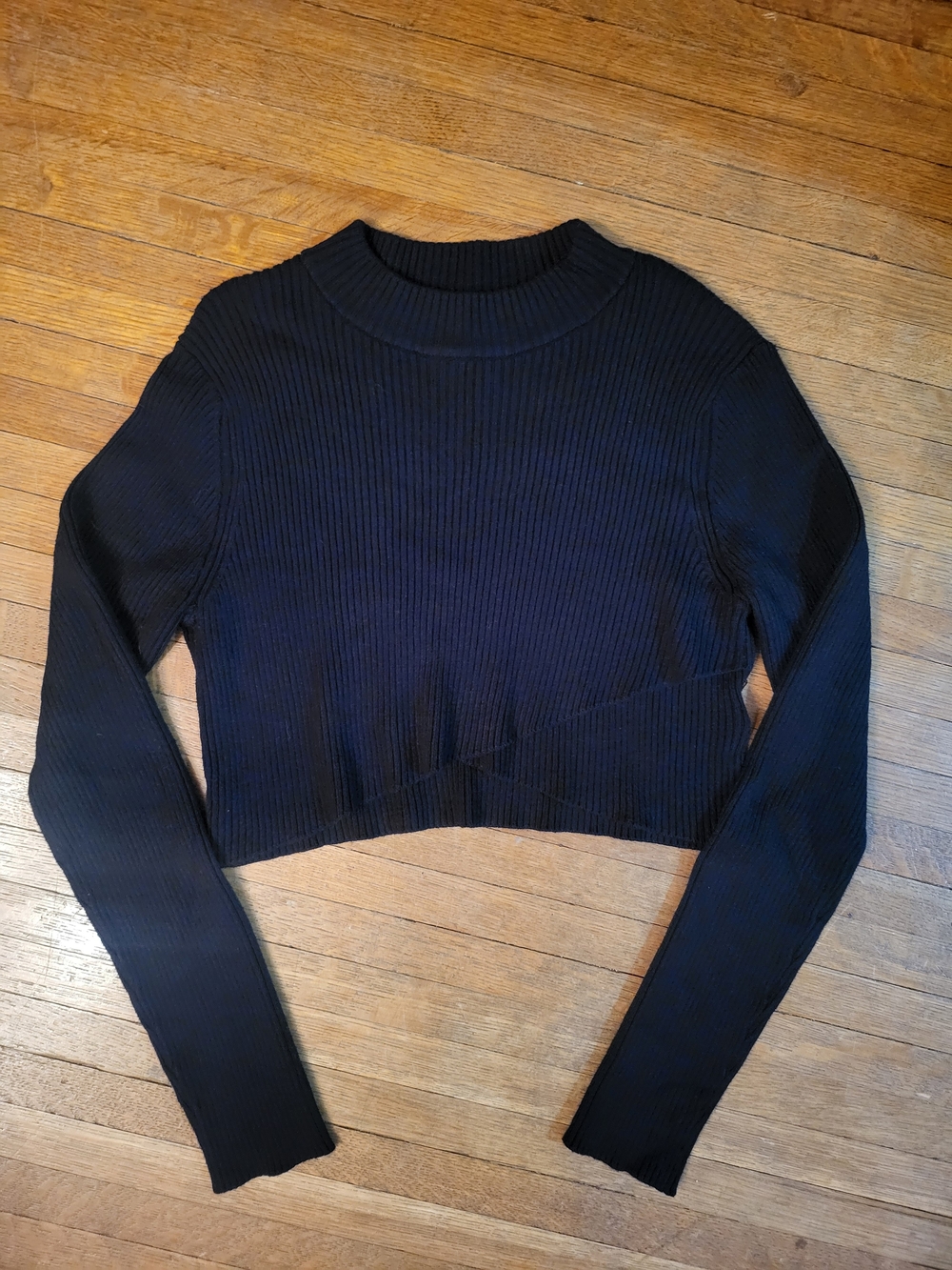 Joie Black Ribbed Mock Neck Crop Sweater